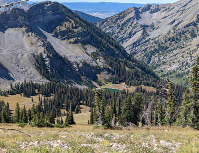 A little hard to see, but glacier lake down below Wyoming glacier lake