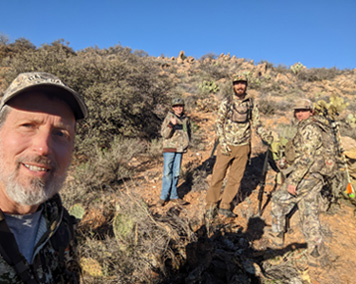 With my sons and grandson hoping to spot wildlife javelina hunting hiking spotting for wildlife