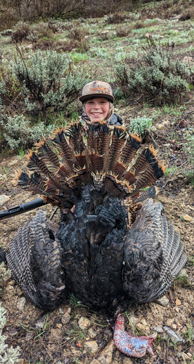 Congrats Dax on 1st turkey, a mature gobbler flock of turkeys