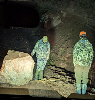 Days of moisture caused boulders to block road boulder blocking road