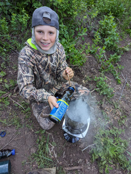 Daxton getting the honey burn going baiting bears honey burn