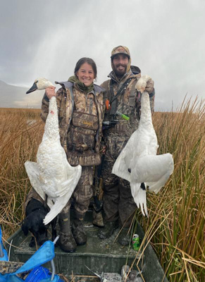 Natalie and Dallas doubled up tundra swan hunt
