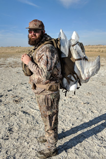 Loaded up with gear/decoys swan hunting