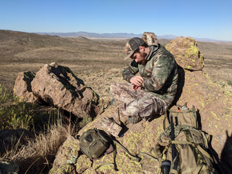 Dallas setting waypoint at stock pond that's a mile west Coues deer hunting Sonoran desert