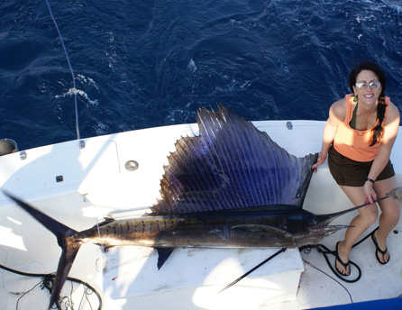 My wife with her first sailfish! i went hunting sailfish caught in mexico, iwenthunting